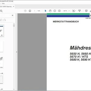 Deutz-Fahr 5650 H, 5660 HTS 5670 H HTS 5680 H, 5690 HTS Mähdrescher WERKSTATTHANDBUCH – PDF DOWNLOAD (Deutsch)