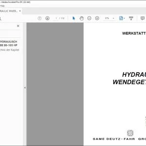 Deutz-Fahr 80-105HP HYDRAULISCH WENDEGETRIEBE WERKSTATTHANDBUCH – PDF DOWNLOAD (Deutsch)