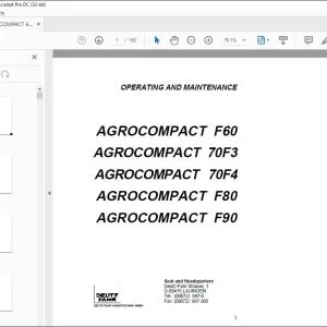 Deutz-Fahr AGROCOMPACT F60 70F3 70F4 F80 F90 Operating & Maintenance Manual - PDF DOWNLOAD