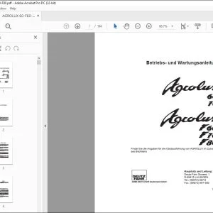 Deutz-Fahr AGROLUX 60 70 AGROLUX F60 F70 F80 Betriebs- und Wartungsanleitung - PDF DOWNLOAD (Deutsch)