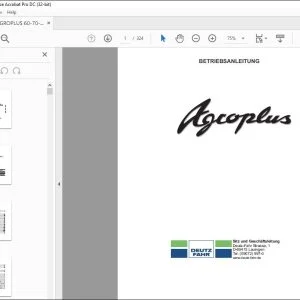 Deutz-Fahr AGROPLUS 60 70 80 BETRIEBSANLEITUNG - PDF DOWNLOAD (Deutsch)