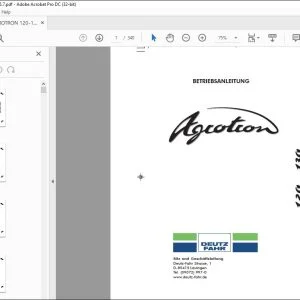 Deutz-Fahr AGROTRON 120 130 150 150.7 165.7 Betriebsanleitung – PDF DOWNLOAD (Deutsch)