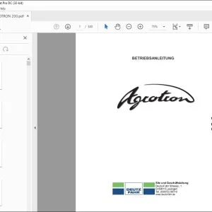 Deutz-Fahr AGROTRON 200 BETRIEBSANLEITUNG – PDF DOWNLOAD (Deutsch)