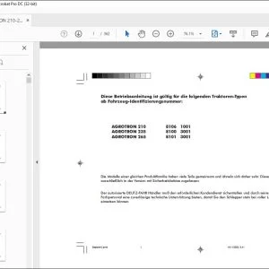 Deutz-Fahr AGROTRON 210 8106 1001 AGROTRON 235 8100 3001 AGROTRON 265 8101 3001 BETRIEBSANLEITUNG – PDF DOWNLOAD (Deutsch)