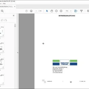 Deutz-Fahr AGROTRON 215 265 BETRIEBSANLEITUNG – PDF DOWNLOAD (Deutsch)