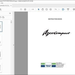 Deutz-Fahr Agrocompact 70F3 F75 F90 F100 Use & Maintenance Manual - PDF DOWNLOAD