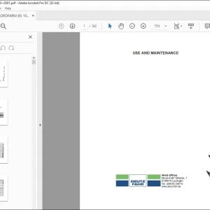 Deutz-Fahr Agrofarm  85 85GS 100 100GS Use & Maintenance Manual - PDF DOWNLOAD