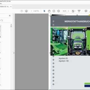 Deutz-Fahr Agrofarm 85 Agrofarm 100 WERKSTATTHANDBUCH – PDF DOWNLOAD (Deutsch)