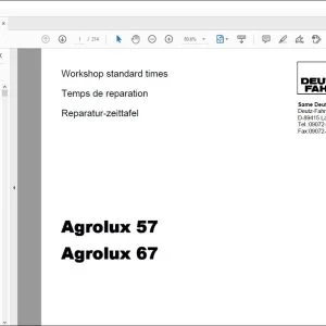 Deutz-Fahr Agrolux 57 Agrolux 67 Workshop standard times Manual - PDF DOWNLOAD – PDF DOWNLOAD