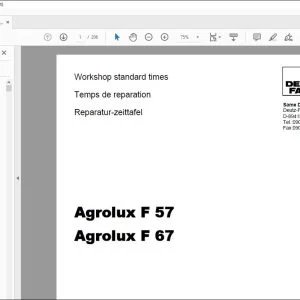 Deutz-Fahr Agrolux F 57 Agrolux F 67 Workshop standard times Manual - PDF DOWNLOAD