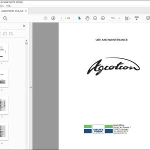 Deutz-Fahr Agrotron 200 Use & Maintenance Manual - PDF DOWNLOAD