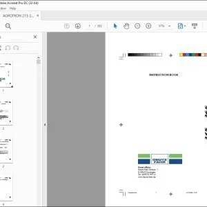 Deutz-Fahr Agrotron 215 265 INSTRUCTION BOOK Manual - PDF DOWNLOAD
