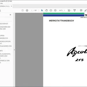 Deutz-Fahr Agrotron 215 265 WERKSTATTHANDBUCH  – PDF DOWNLOAD (Deutsch)