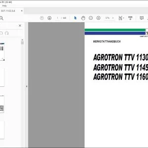 Deutz-Fahr GROTRON TTV 1130 - 2000 AGROTRON TTV 1145 - 2000 AGROTRON TTV 1160 - 2000 WERKSTATTHANDBUCH – PDF DOWNLOAD (Deutsch)