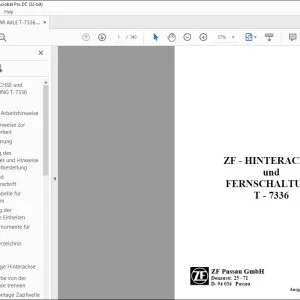 Deutz-Fahr ZF - HINTERACHSE und FERNSCHALTUNG T - 7336 Werkstatthandbuch 5871 970 101 – PDF DOWNLOAD (Deutsch)