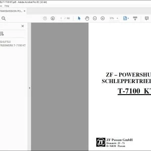 Deutz-Fahr ZF – POWERSHUTTLE SCHLEPPERTRIEBWERK T-7100 KT WERKSTATTHANDBUCH 5871 956 001 – PDF DOWNLOAD (Deutsch)