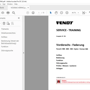 FENDT Favorit 900- 800- 500 Xylon Farmer 300 SERVICE TRAINING MANUAL - PDF DOWNLOAD