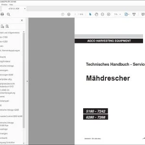 Fendt 5180-7242 6280-7268 Mähdrescher Service Technisches Handbuch - PDF DOWNLOAD (German)