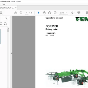 Fendt Eu Hay Equipment FORMER Rotary rake 12545 PRO Opertors Manual - PDF DOWNLOAD