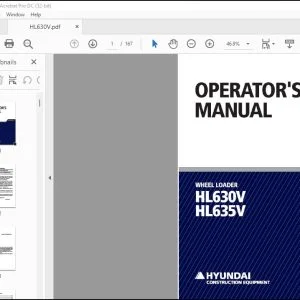 Hyundai HL630V HL635V Wheel Loader Operator's Manual - PDF DOWNLOAD