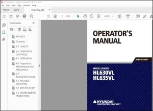 Hyundai HL630VL HL635VL Wheel Loader Operator's Manual - PDF DOWNLOAD