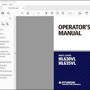 Hyundai HL630VL HL635VL Wheel Loader Operator's Manual - PDF DOWNLOAD