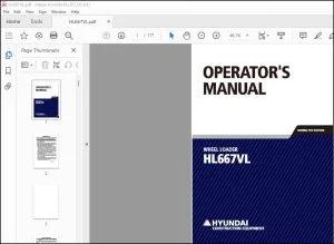 Hyundai HL667VL Wheel Loader Operator's Manual - PDF DOWNLOAD