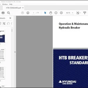 Hyundai HTB Breakers Standard Hydraulic Breaker Operation & Maintenance Manual - PDF DOWNLOAD