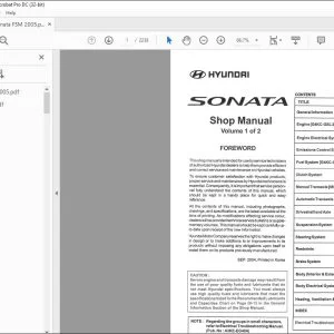 Hyundai Sonata Shop Manual & Electrical Troubleshooting Manual Volume 1 of 2 - PDF DOWNLOAD