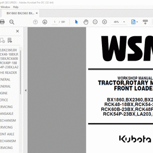 KUBOTA BX1860,BX2360,BX2660,RCK48-18BX,RCK54-23BX, RCK60B-23BX,RCK48P-18BX, RCK54P-23BX,LA203,LA243 Workshop Manual - PDF DOWNLOAD