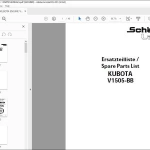 KUBOTA ENGINE V1505-BB-EC-1 PARTS MANUAL - PDF DOWNLOAD