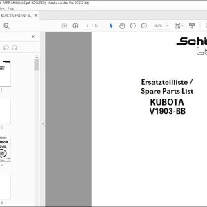 KUBOTA ENGINE V1903-BB-EC PARTS MANUAL - PDF DOWNLOAD