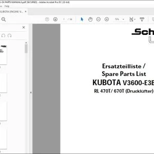 KUBOTA ENGINE V2003-M-T-E2B-EU PARTS MANUAL - PDF DOWNLOAD