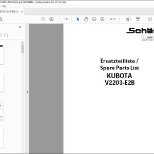 KUBOTA ENGINE V2203-E2B-EU-X3 PARTS MANUAL - PDF DOWNLOAD