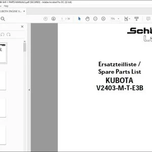 KUBOTA ENGINE V2403-M-T-E3B-SHF-1 PARTS MANUAL - PDF DOWNLOAD