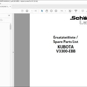KUBOTA ENGINE V3300-EBB-EC-STD3 PARTS MANUAL - PDF DOWNLOAD