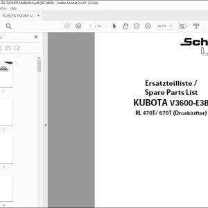 KUBOTA ENGINE V3600-E3B-EU-Z4 PARTS MANUAL - PDF DOWNLOAD