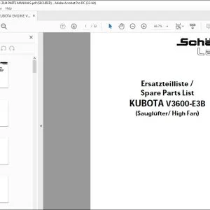 KUBOTA ENGINE V3600-E3B-EU-ZH4 PARTS MANUAL - PDF DOWNLOAD