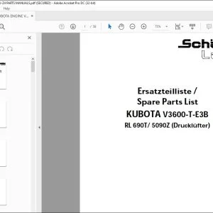 KUBOTA ENGINE V3600-T-E3B-EU-Z4 PARTS MANUAL - PDF DOWNLOAD