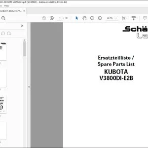 KUBOTA ENGINE V3800DI-E2B-EU-Z4 PARTS MANUAL - PDF DOWNLOAD