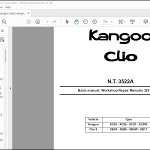 Kangoo Clio 325 & 337 Workshop Repair Manual - PDF DOWNLOAD