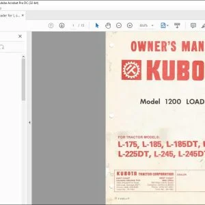 Kubota 1200 Loader L-175 L-185 L-185DT L-225 L-225DT L-245 -L-245DT L-285 Tractor Owner's Manual - PDF DOWNLOAD