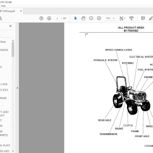 Kubota B1700HSD Tractor Parts Book Manual - PDF DOWNLOAD