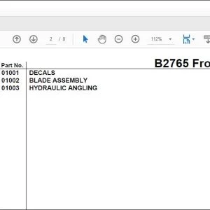 Kubota B2765 Front Blade Parts Book Manual - PDF DOWNLOAD