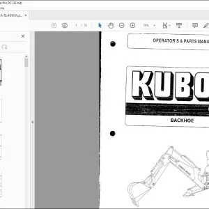 Kubota B4672A & BL4690A Backhoe Operator's & Parts Manual - PDF DOWNLOAD