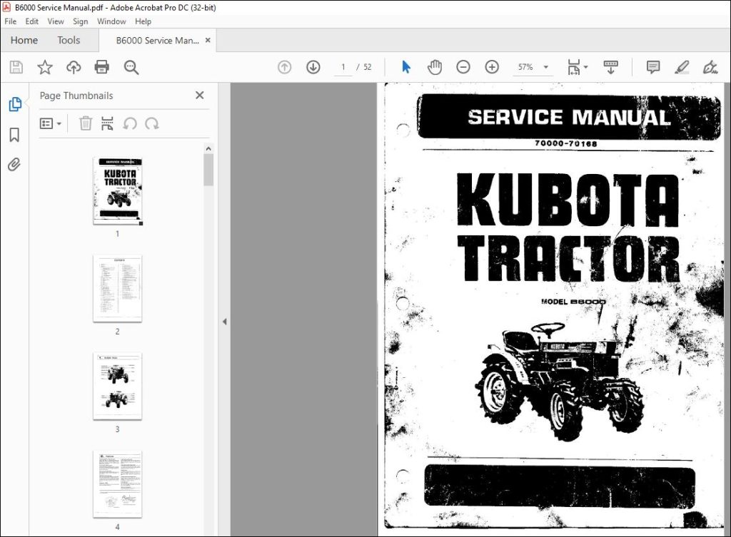 Kubota B6000 Tractor Service Manual - PDF DOWNLOAD - HeyDownloads ...