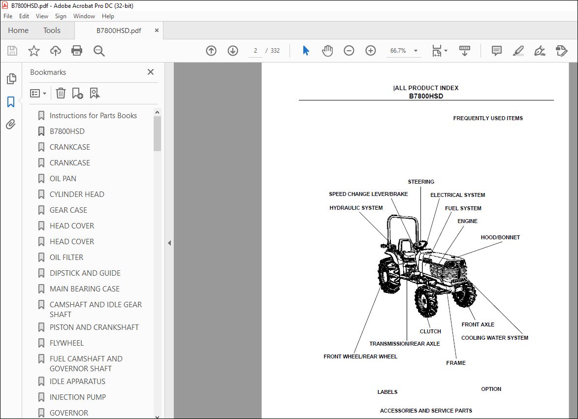 Kubota B7800hsd Tractor Parts Book Manual Pdf Download Heydownloads
