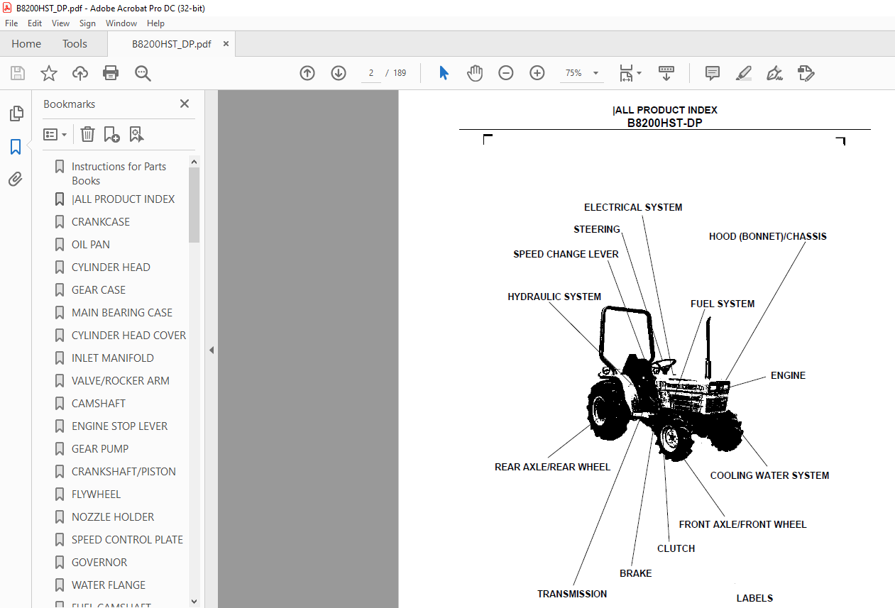 Kubota B8200hst Dp Tractor Parts Book Manual Pdf Download