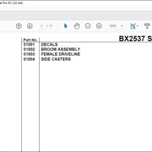 Kubota BX2537 Sweeper Parts Book Manual - PDF DOWNLOAD