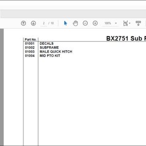 Kubota BX2751 Sub Frame Parts Book Manual - PDF DOWNLOAD - HeyDownloads ...